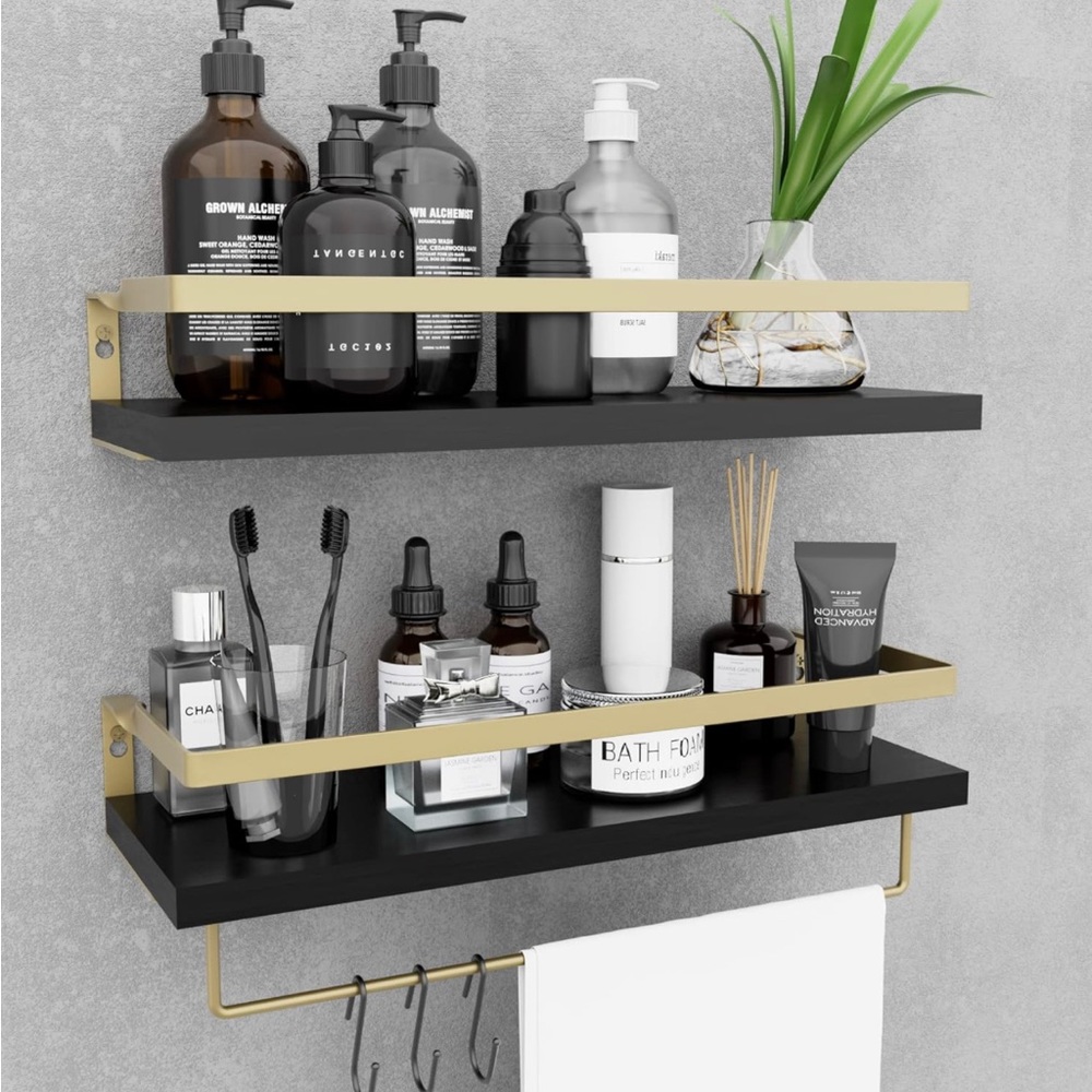 MZF Home Decor Floating Shelves- All Black